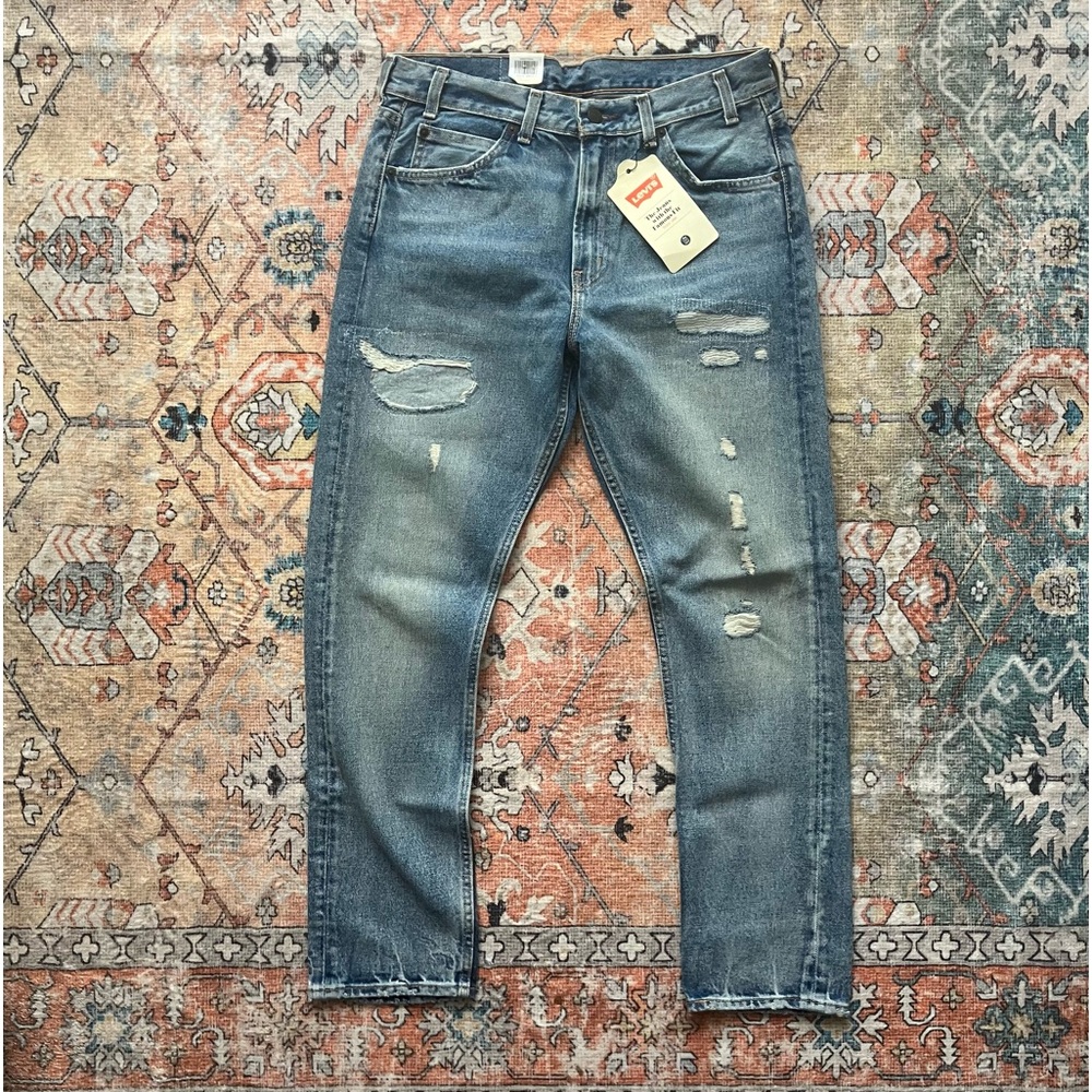 Levis NWT orange tab Cropped Distressed Jeans 30x28 Slim 505